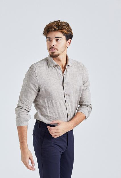 Stenströms Slimline Linen Shirt Light Beige